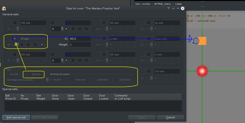 Image of 2D map showing exit controls for a stub exit