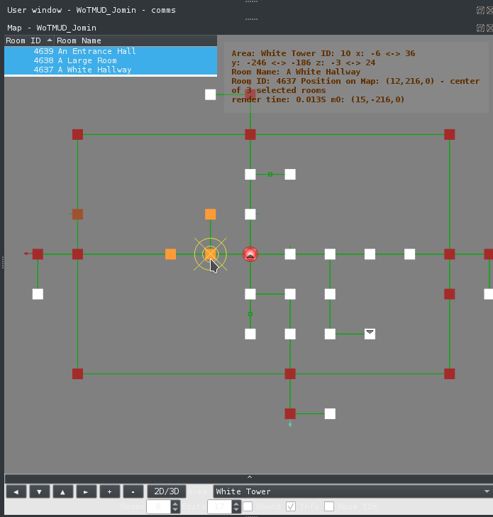 Image of 2D mapper with several rooms selected