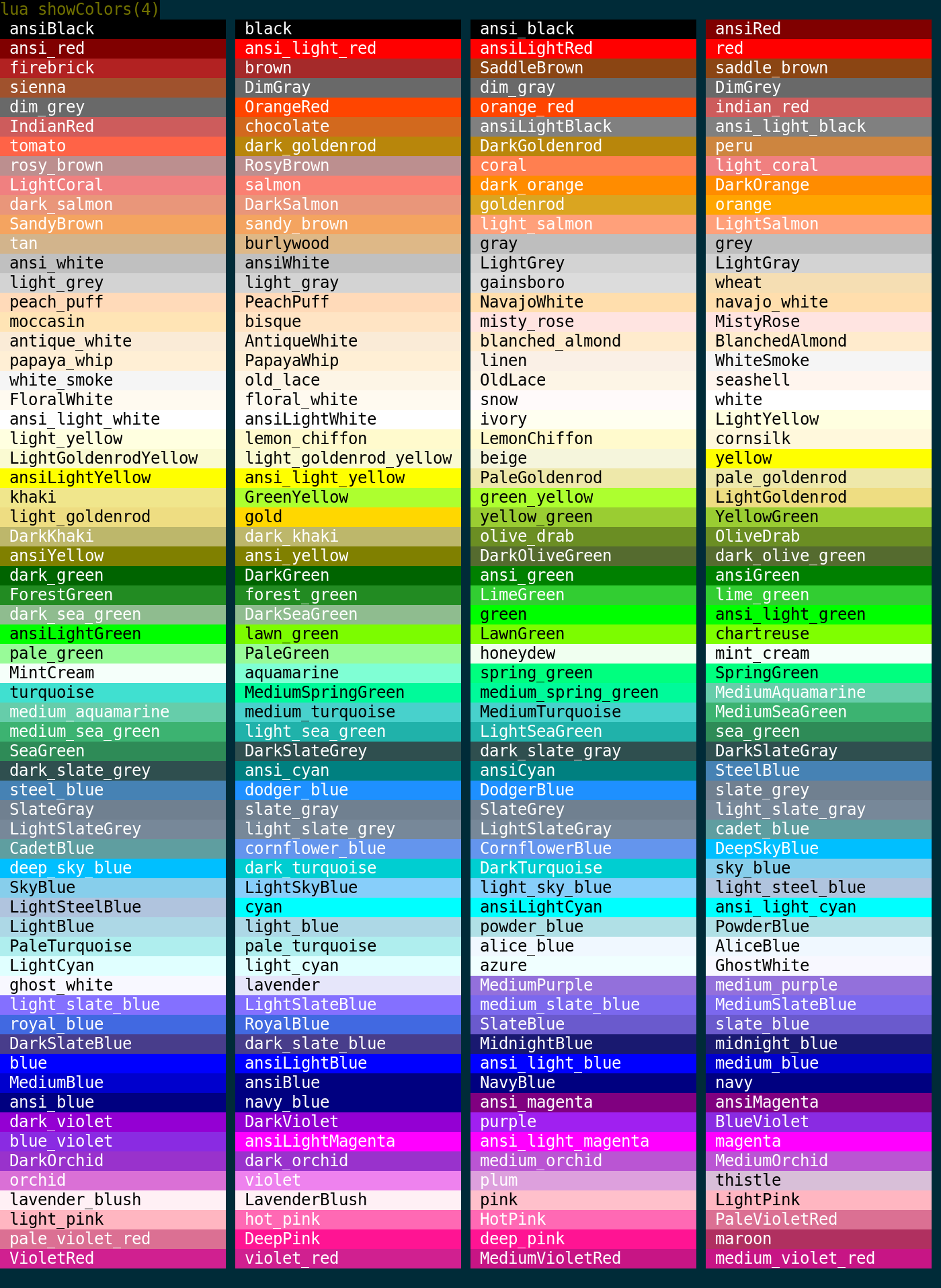 Named colors